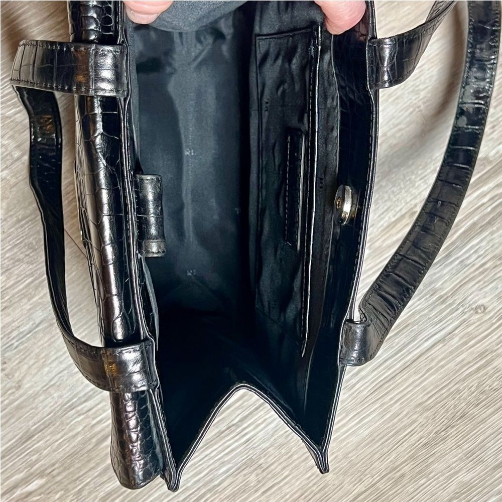 RALPH LAUREN COLLECTION Alligator Skin Leather Black Hand Bag Sterling Flap Tip - Picture 16 of 16
